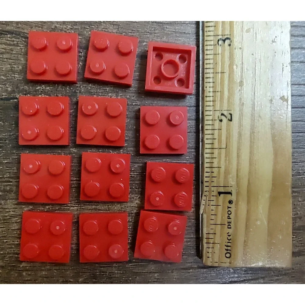 LEGO 2x2 RED PLATE (12 pieces)  Building Blocks Parts